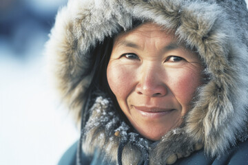Portrait of Native Alaskan Eskimo Woman, Generative AI - obrazy, fototapety, plakaty