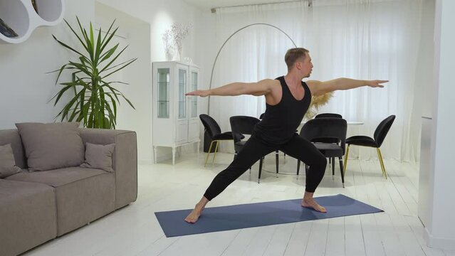 Yoga does difficult assan during meditation