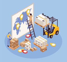 World Cargo Isometric Composition