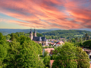 Fototapeta premium View of the Basilica in Goessweinstein Franconia Bavaria