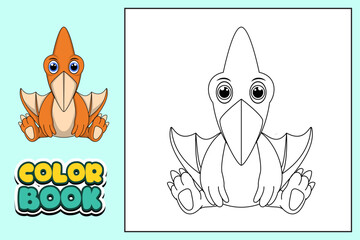 coloring book for kids pteranodon © Yanart92
