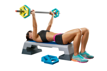 Fitness woman workout with barbell isolated transparent PNG