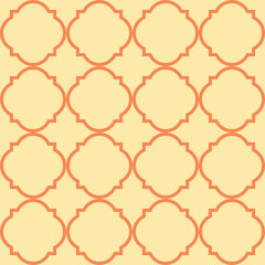 Moroccan Lattice Seamless Pattern in Orange. Modern Elegant Backgrounds. Classic Quatrefoil Trellis Ornament.