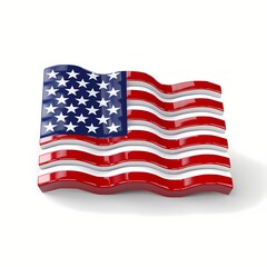 3d waving USA flag isolated on white background. Independence Day of the United States. Generative AI