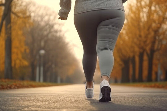 Low angle view of rear view of body positive woman exercising in the park Generative Ai