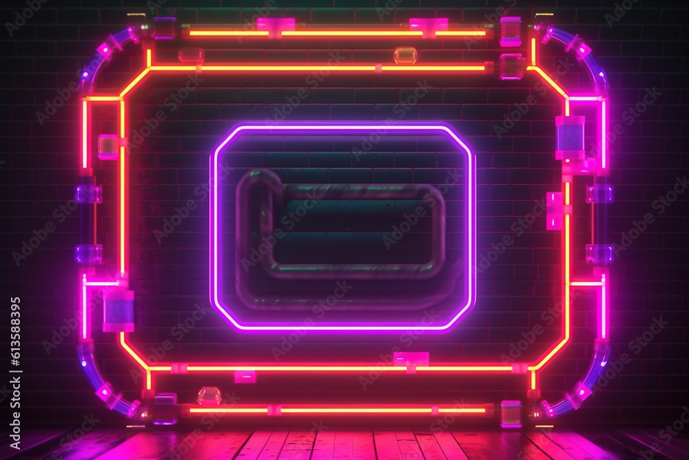 Canvas Prints glowing sign with glowing lights. colorful neon frame design. generative ai