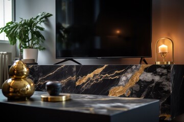 Obraz premium Lavish Living Room Sanctuary with Designer Furniture, High Ceilings, and Elegant Decorative Accents..