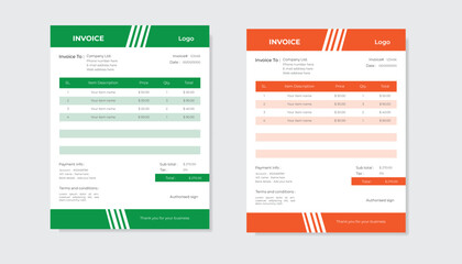 Minimal Simple Corporate Business Invoice design template .