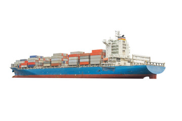 Cutout of an isolated cargo container ship with the transparent png
