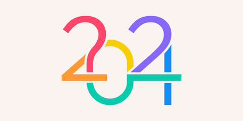 Fototapeta premium 2024 Happy New Year logo design vector. colorful and interconnected new year 2024 design template.