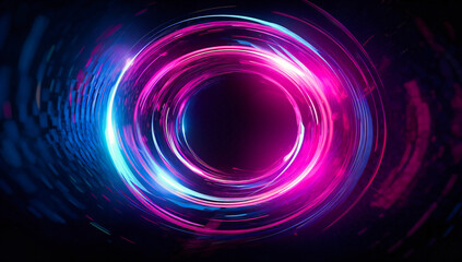 an abstract light circle with colorful light behind it