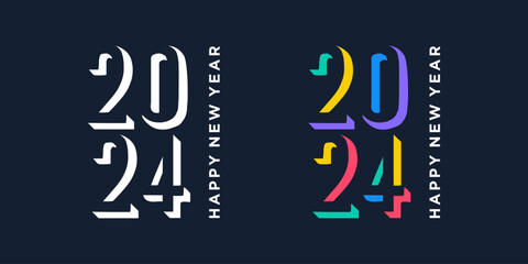 2024 Happy New Year logo design vector. colorful and trendy new year 2024 design template.