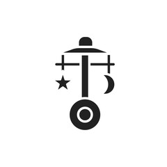 Baby crib carousel color line icon. Isolated vector element.