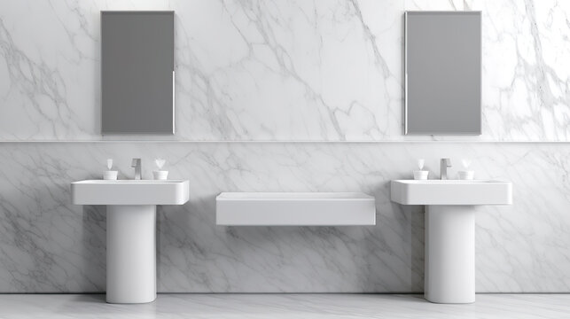 a modern architectural inspired bathroom mockup, ai generated image
