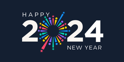 2024 Happy New Year logo design vector. colorful and trendy new year 2024 design template.