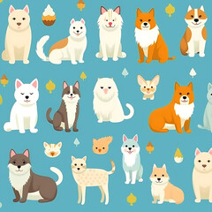 Obraz na płótnie Canvas seamless pattern with cats and dogs