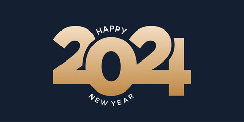2024 Happy New Year logo design vector. trendy and interconnected new year 2024 design template.