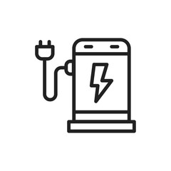Electric vehicle charging station color line icon. Isolated vector element.