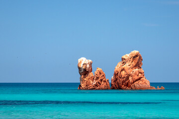 Cea beach with the Red Rocks, the Red Rocks - Faraglioni. White sand and crystal clear water....
