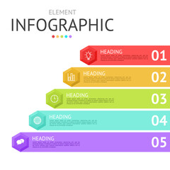 hexagon diamond line level for infographic. used for process diagram, presentation, working flow, information layout, banner, chart, and graph. business concept with 5 options. data visualization.