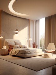 Details of Luxurious furniture in Contemporary Living Room, 3D Render..