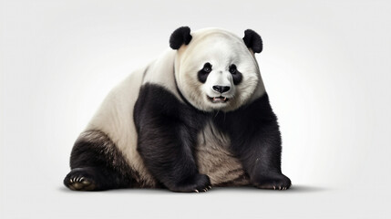 Giant panda isolated on white background. 3D illustration. (AI generated)