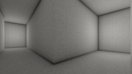 Architecture background empty corridor with concrete walls 3d render