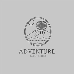 logo adventure line art logo vector concept with emblem illustration template design icon home design