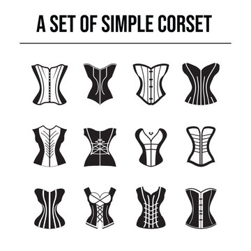 a set of simple corsets for girls, vector icons.
