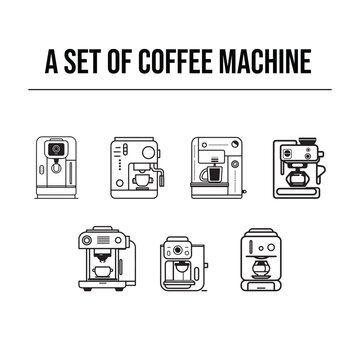 A set of coffee machine icon vector