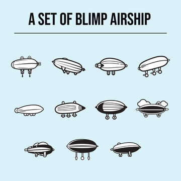 A set of blimp airship icon