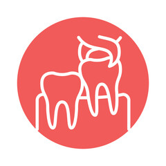 Wisdom tooth extraction line icon. Isolated vector element.