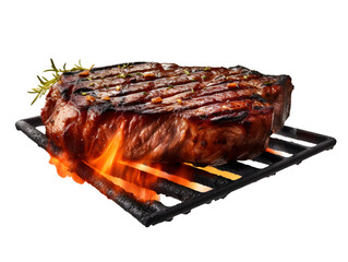 Grilled steak, transparent background, ai generated.