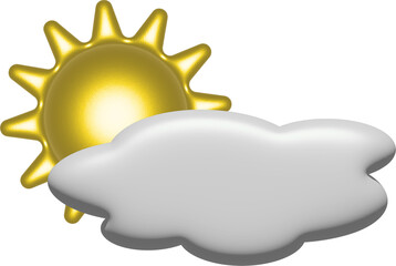 Sun and clouds weather icon. Weather news, 3D illustration. Weather seasons forecast symbols