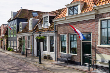 Street with different facades in the picturesque town of Medemblik.