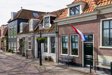 Street with different facades in the picturesque town of Medemblik.