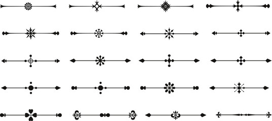 Set of Simple Decorative Text Divider thin line icons, Decorative Page Separator.