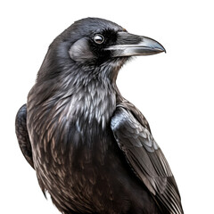 Fototapeta premium black bird with striking details against a clean white background