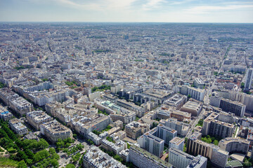 Fototapeta na wymiar Aerial view of Paris from the Eifel tower, Paris, May 2014