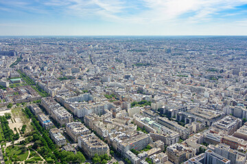 Aerial view of Paris from the Eifel tower, Paris, May 2014