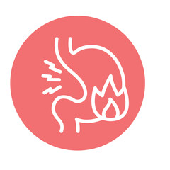 Heartburn line icon. Isolated vector element.