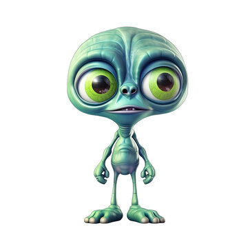  a cartoon alien with big green eyes