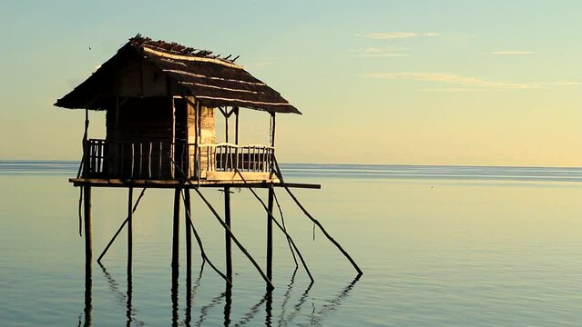 Stilt house on the beach