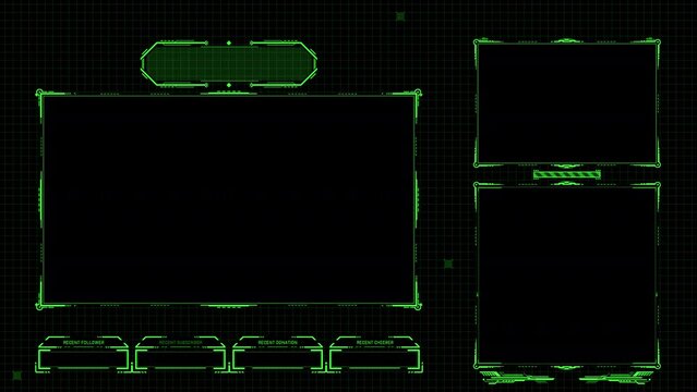 Green Grid Twitch Scene Overlay Demo - Animated Transparent Seamless Looping Video For OBS Studio and Content Creators.