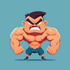 Masculine mature man with a muscular body. Vector Illustration of a macho masculine character.