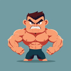 Masculine mature man with a muscular body. Vector Illustration of a macho masculine character.