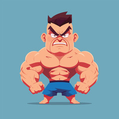 Masculine mature man with a muscular body. Vector Illustration of a macho masculine character.