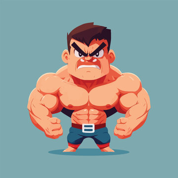 Masculine mature man with a muscular body. Vector Illustration of a macho masculine character.