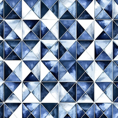 He creates an eye-catching pattern in shades of blue.