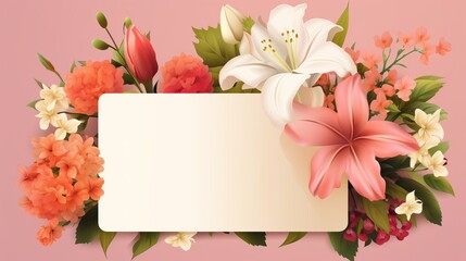 Vector Birthday Celebration with Exquisite Floral Arrangements and Blank Sign - Card for Congratulation with Flowers, Generative AI